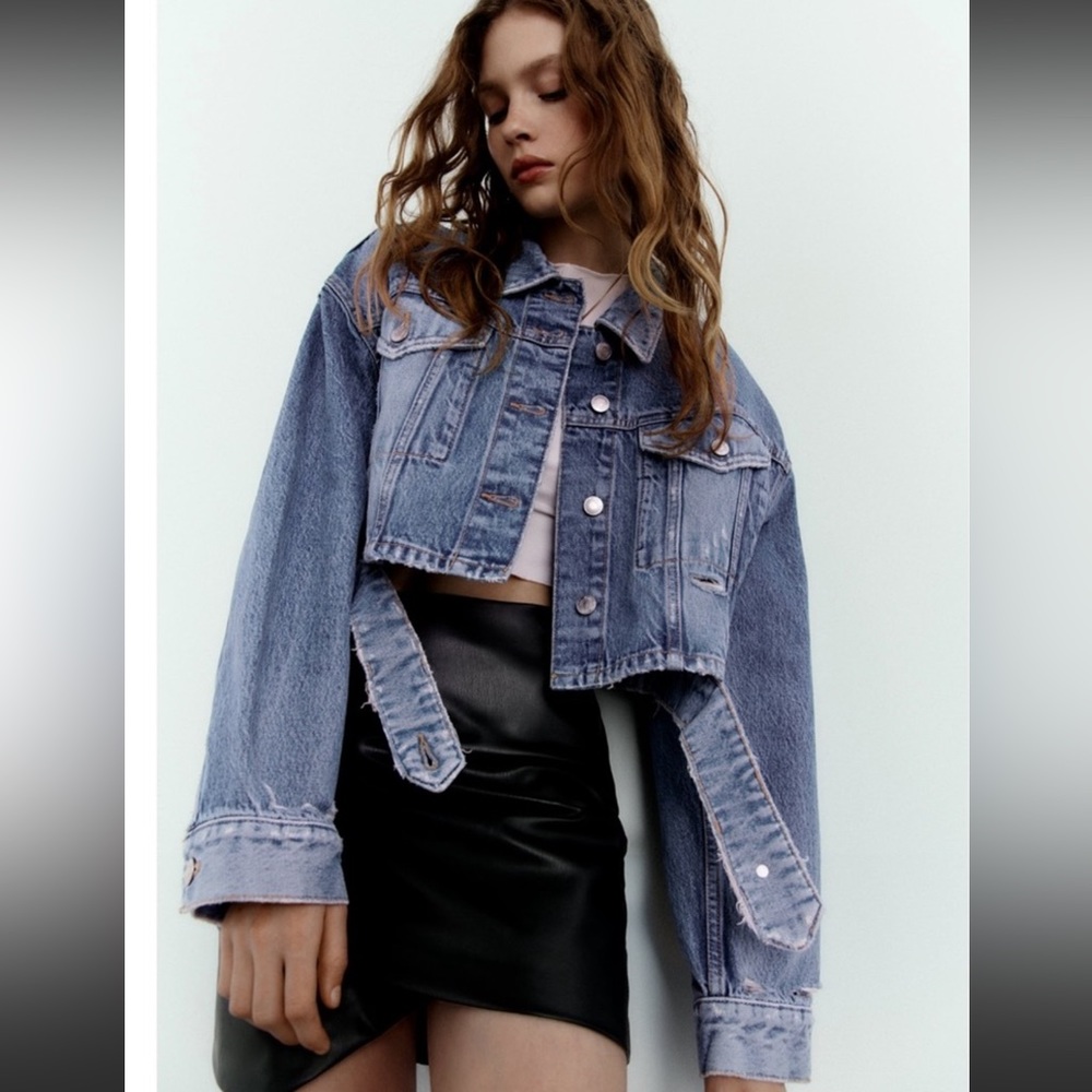 Zara crop straight denim jacket 8197/282